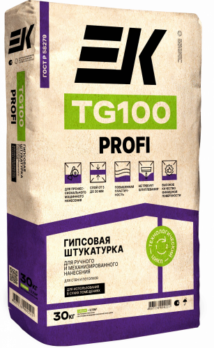 Гипсовая штукатурка для ручного и механизированного нанесения ЕК TG100 PROFI 30 кг